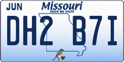 MO license plate DH2B7I