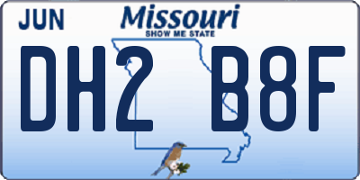 MO license plate DH2B8F