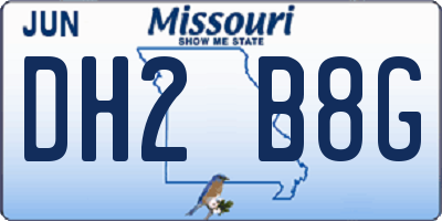 MO license plate DH2B8G