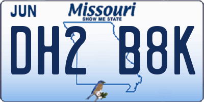 MO license plate DH2B8K