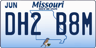 MO license plate DH2B8M