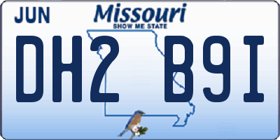 MO license plate DH2B9I
