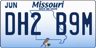 MO license plate DH2B9M