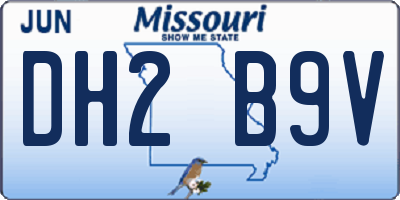 MO license plate DH2B9V