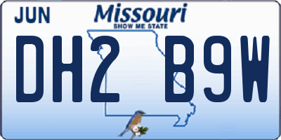 MO license plate DH2B9W