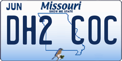 MO license plate DH2C0C