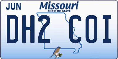 MO license plate DH2C0I