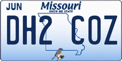 MO license plate DH2C0Z