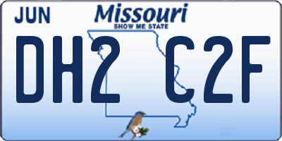 MO license plate DH2C2F