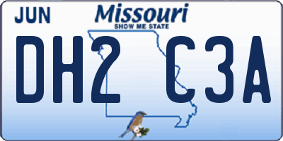 MO license plate DH2C3A