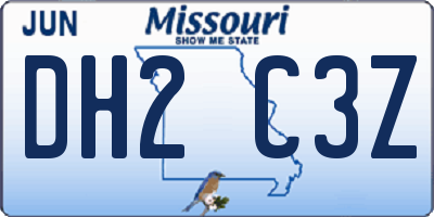 MO license plate DH2C3Z