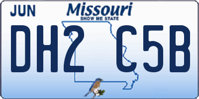 MO license plate DH2C5B