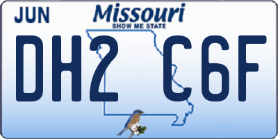 MO license plate DH2C6F