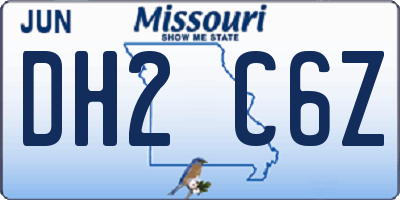 MO license plate DH2C6Z
