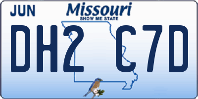 MO license plate DH2C7D