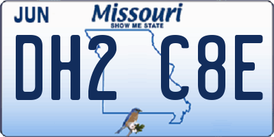 MO license plate DH2C8E