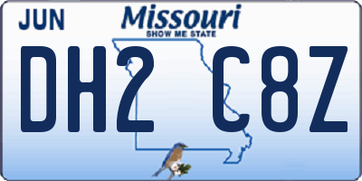 MO license plate DH2C8Z