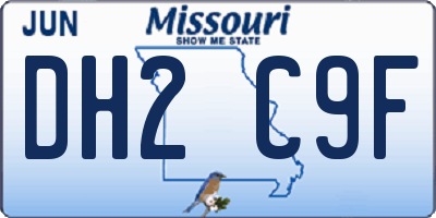 MO license plate DH2C9F