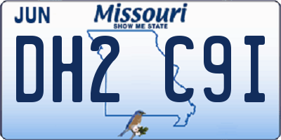 MO license plate DH2C9I