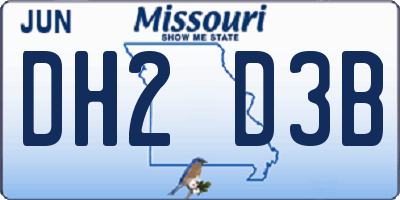 MO license plate DH2D3B