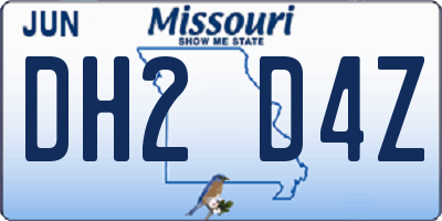 MO license plate DH2D4Z