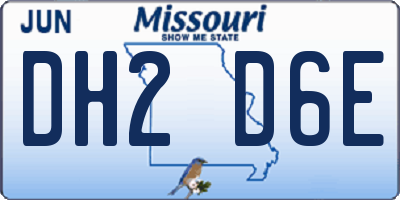 MO license plate DH2D6E