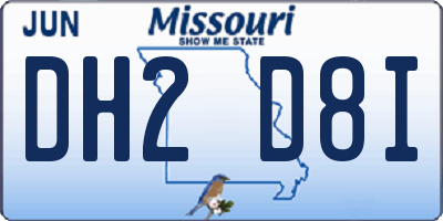 MO license plate DH2D8I