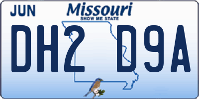 MO license plate DH2D9A