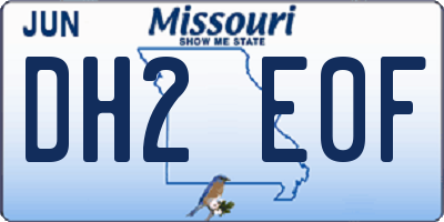 MO license plate DH2E0F