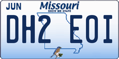 MO license plate DH2E0I