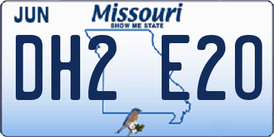 MO license plate DH2E2O