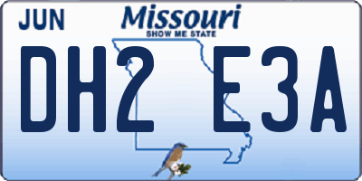MO license plate DH2E3A