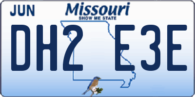 MO license plate DH2E3E