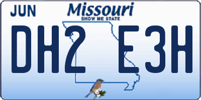 MO license plate DH2E3H