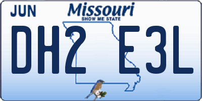 MO license plate DH2E3L