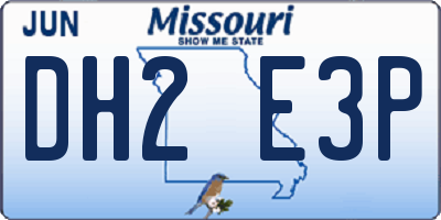 MO license plate DH2E3P
