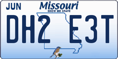 MO license plate DH2E3T