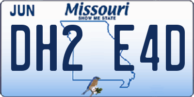 MO license plate DH2E4D