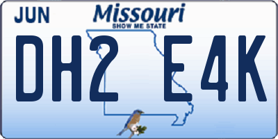 MO license plate DH2E4K