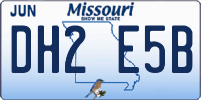 MO license plate DH2E5B