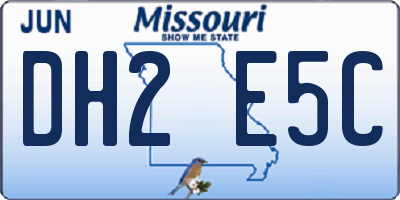 MO license plate DH2E5C