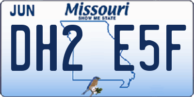 MO license plate DH2E5F