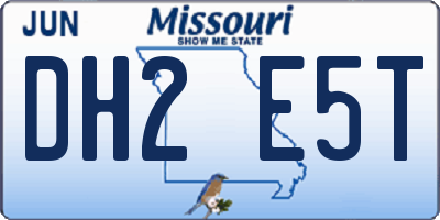 MO license plate DH2E5T