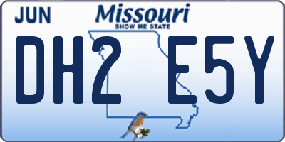 MO license plate DH2E5Y