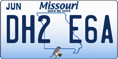 MO license plate DH2E6A