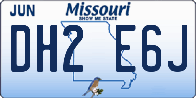 MO license plate DH2E6J
