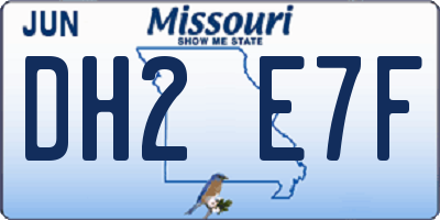 MO license plate DH2E7F