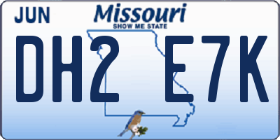 MO license plate DH2E7K