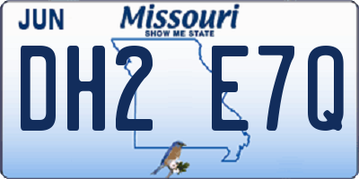 MO license plate DH2E7Q