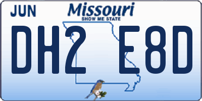 MO license plate DH2E8D